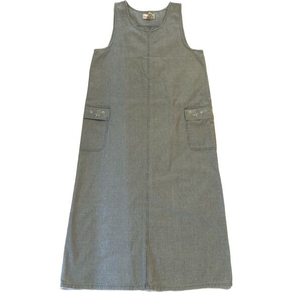 Baxter & Wells Womens Dress Jumper Sz. Large Sleeveless Midi Pockets Embroidery - Picture 9 of 10